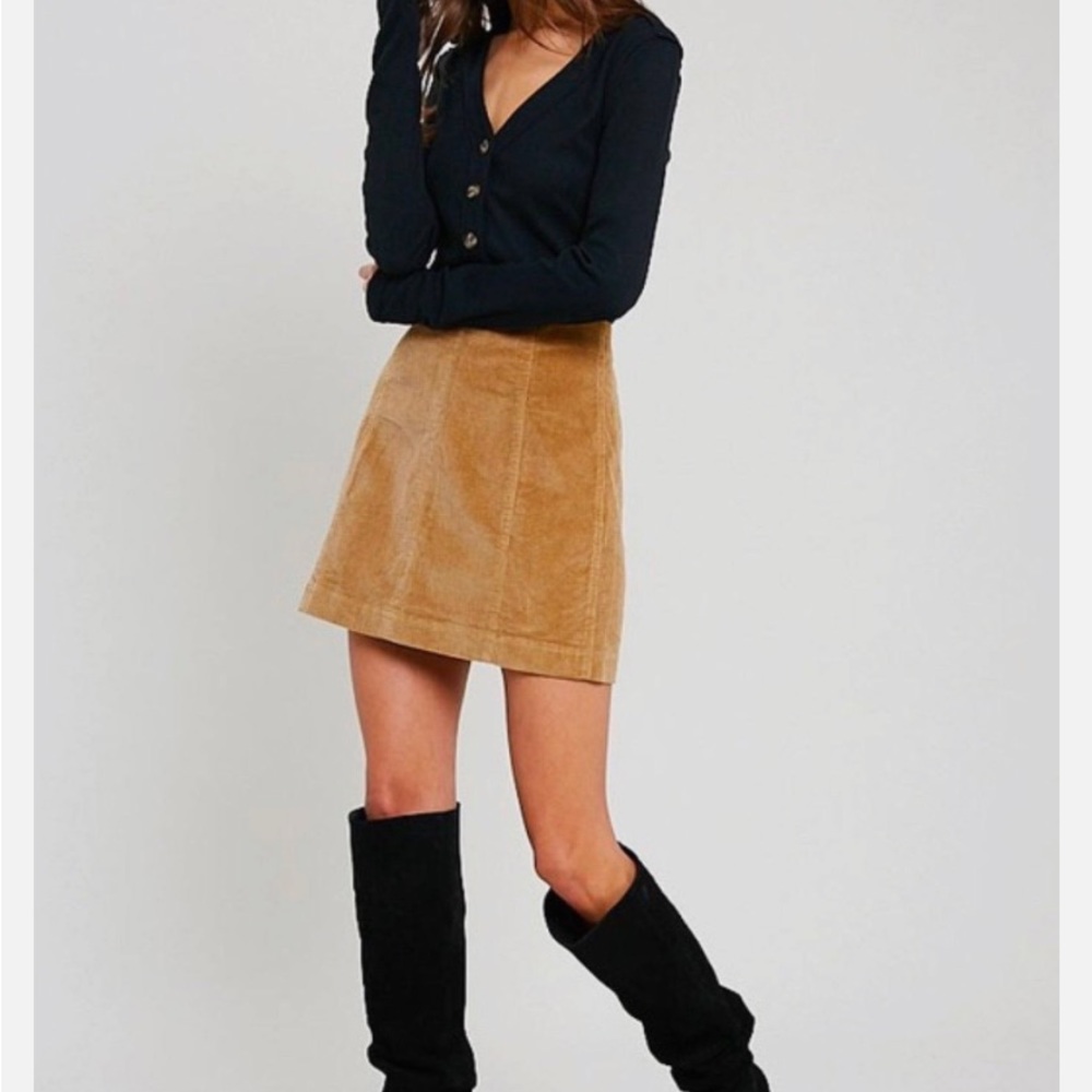 Free People Femme Tan brown Corduroy mini paneled skirt 2